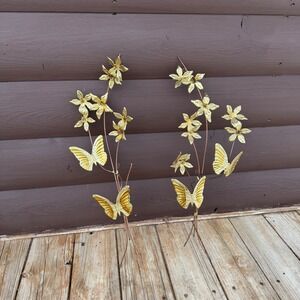 Vtg Home Interiors Homco Copper Brass Flowers & Butterflies Metal Wall Hanging